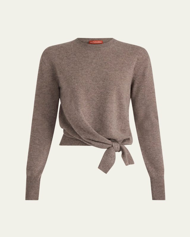 Nalini Knotted Cashmere Crewneck Sweater